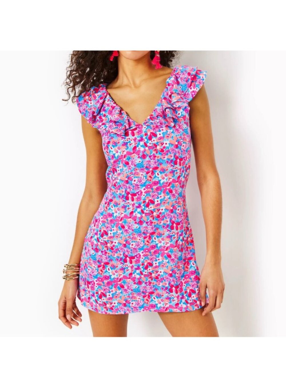 New Lilly Pulitzer Romper Linwood Ruffle Dress Shorts Floral Baby Bloomer Size 0